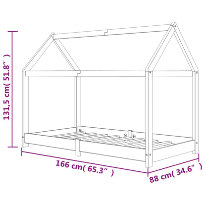 Sengeramme for barn heltre furu hvit 80x160 cm